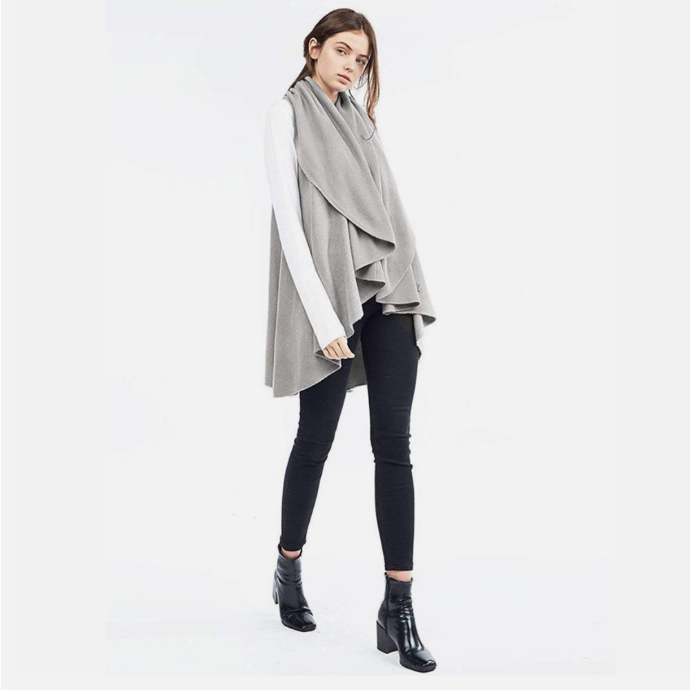 Look By M Draped Wrap Shawl Vest 4 in 1 Multi Wear in Grey. One Size.